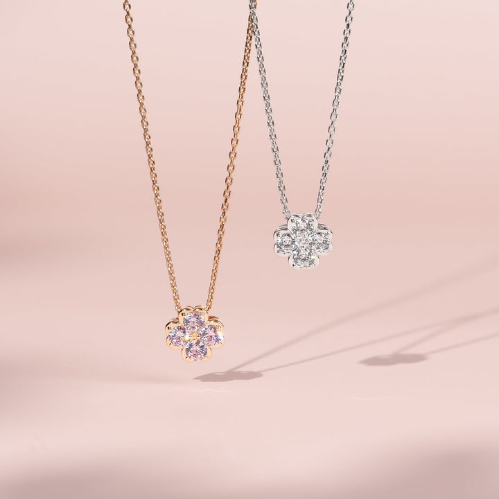 225N0201-01-Lucky-Clover-Silver-Rose-Gold-Plated-Pink-CZ-Clover-Chain-Necklace