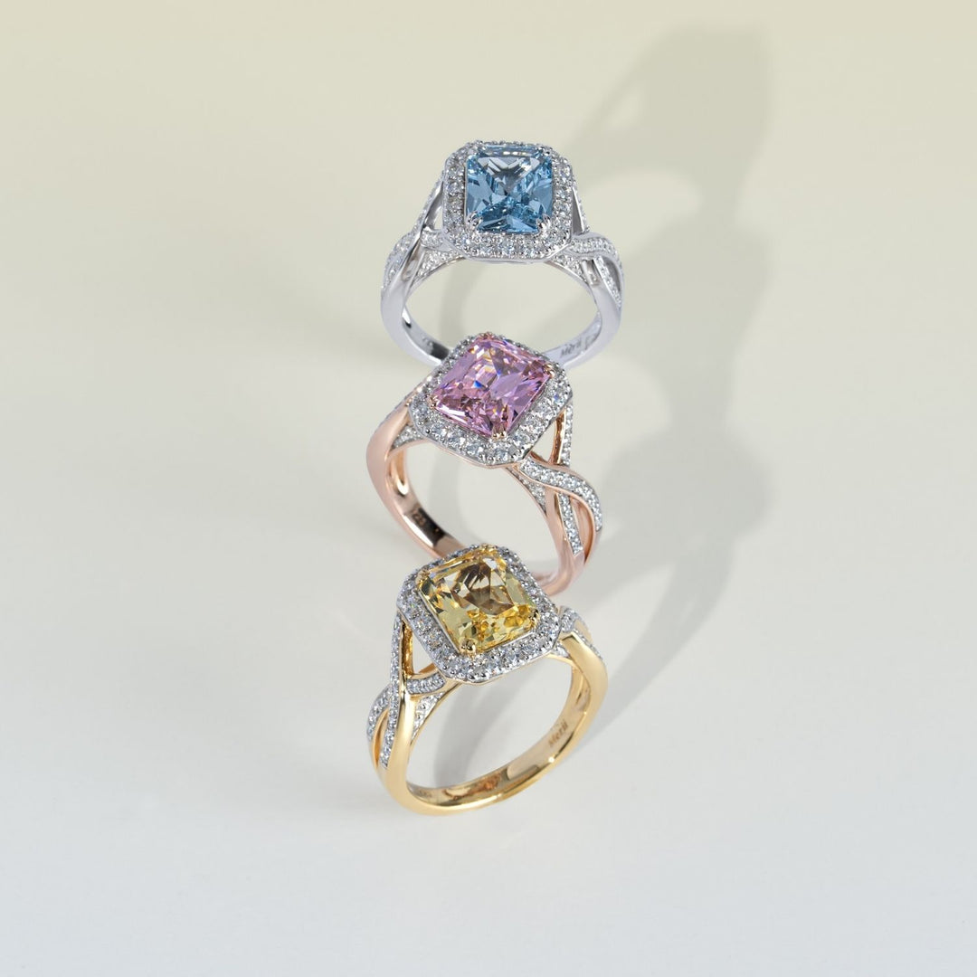 Decorum: Sterling Silver 23K Gold Plated Citrine Nanocrystal Cushion and CZ Ring