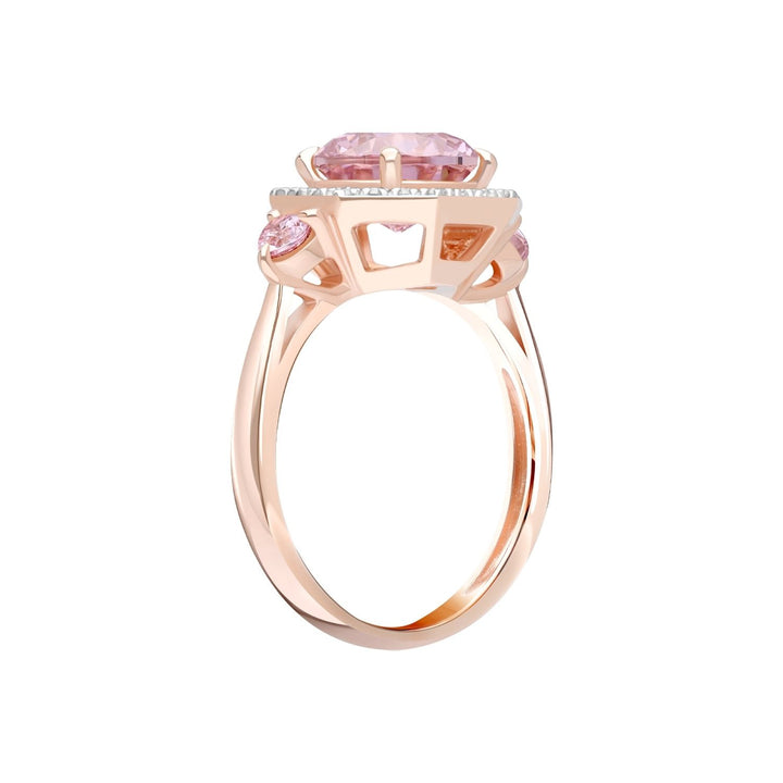 Decorum: Sterling Silver Rose Gold Plated Pink CZ Round and Halo Ring