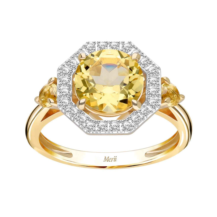Decorum: แหวนเงินชุบทองประดับ Citrine Nanocrystal ล้อมเพชร CZ