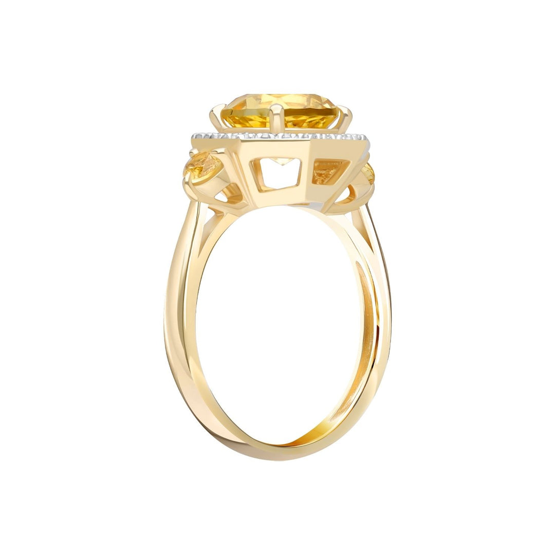 Decorum: แหวนเงินชุบทองประดับ Citrine Nanocrystal ล้อมเพชร CZ
