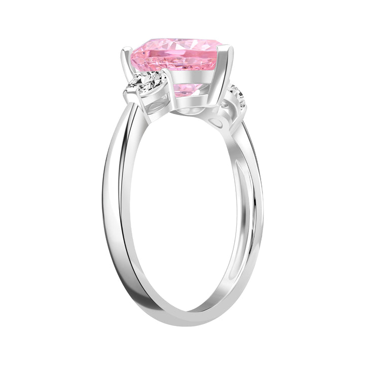 To Have and To Hold: Rhodium plated 925 Sterling Silver Heart Ring with Pink Cubic Zirconia