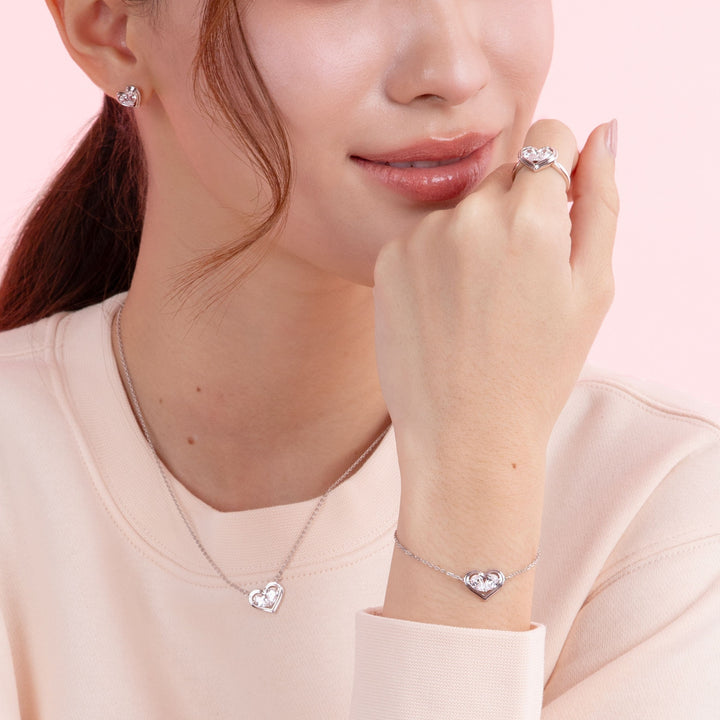 To Have and To Hold: Rhodium Plated 925 Sterling Silver Heart Necklace with Pear Cut Cubic Zirconia