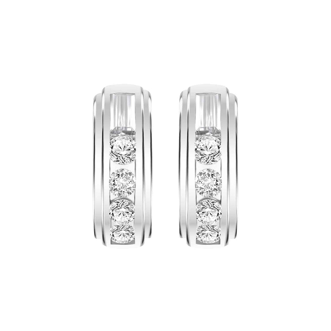 221E0454-01_Quadri_925_Sterling_silver_round_and_baguette_channel_set_half_hoops_cubic_zirconia_stud_earrings,_11.52_mm.