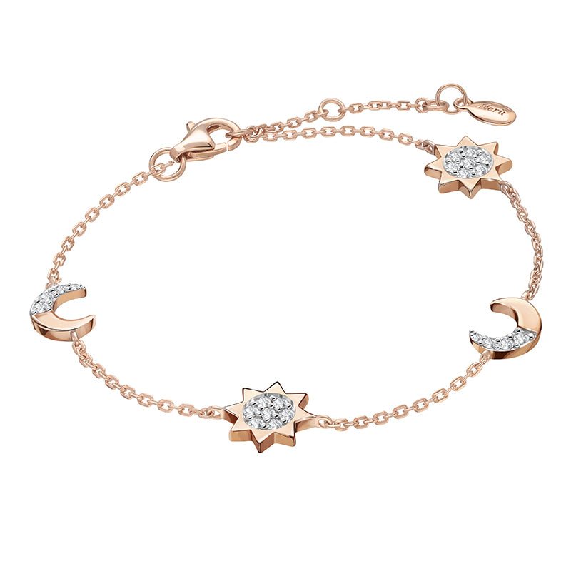 221L0276-01_Memento_Moon_&_sun_Bracelet_cubic_zirconia_Sterling_silver_and_Rose_gold_Plated