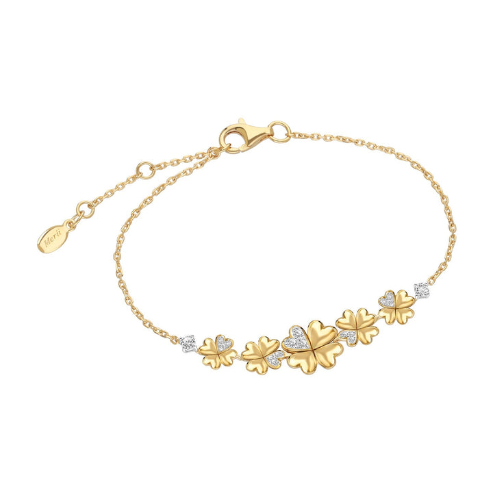 221L0315-01_Lucky-clover-silver-gold-plated-with-cz-clover-5-motifs-chain-bracelet