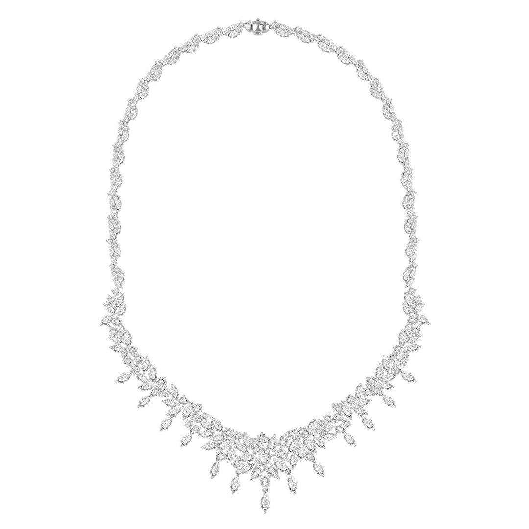 221N0182-01 Silver multi cut CZ teardrop necklace