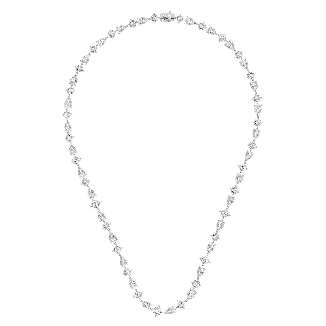 221N0225-01 Silver multi cut CZ starlight necklace