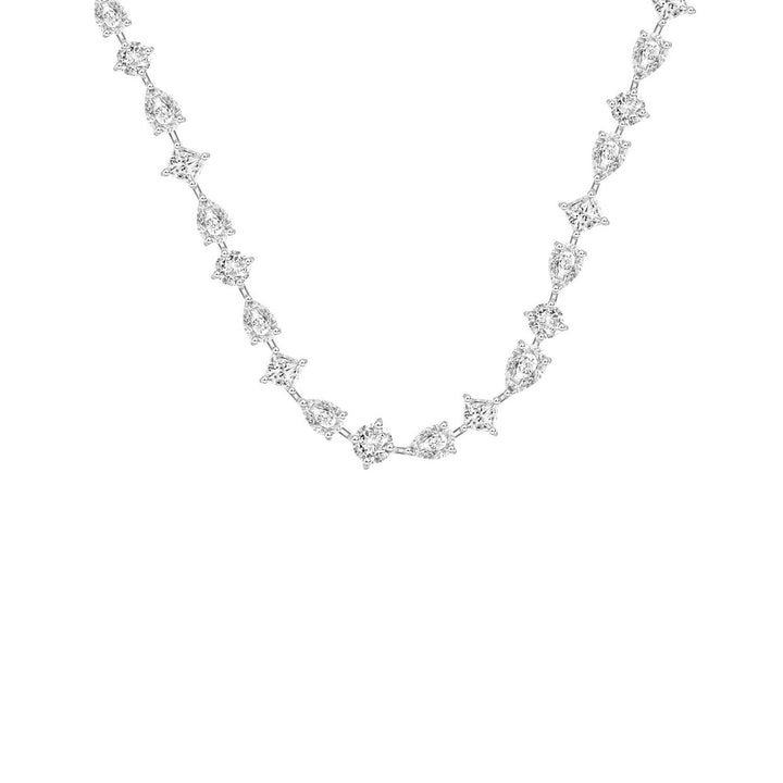 221N0225-01 Silver multi cut CZ starlight necklace
