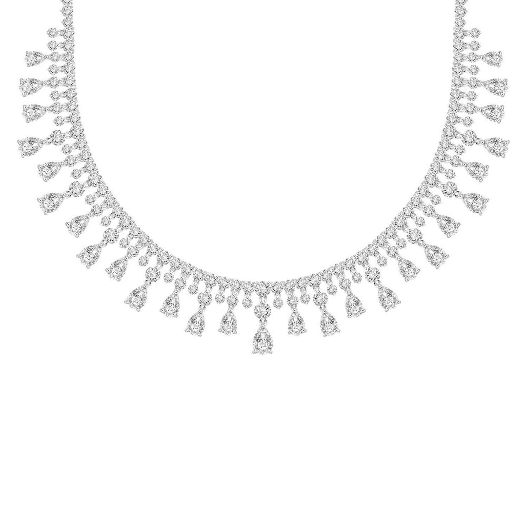 221N0261-01 Silver pear cut CZ drop necklace