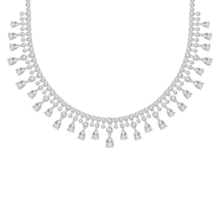 221N0261-01 Silver pear cut CZ drop necklace