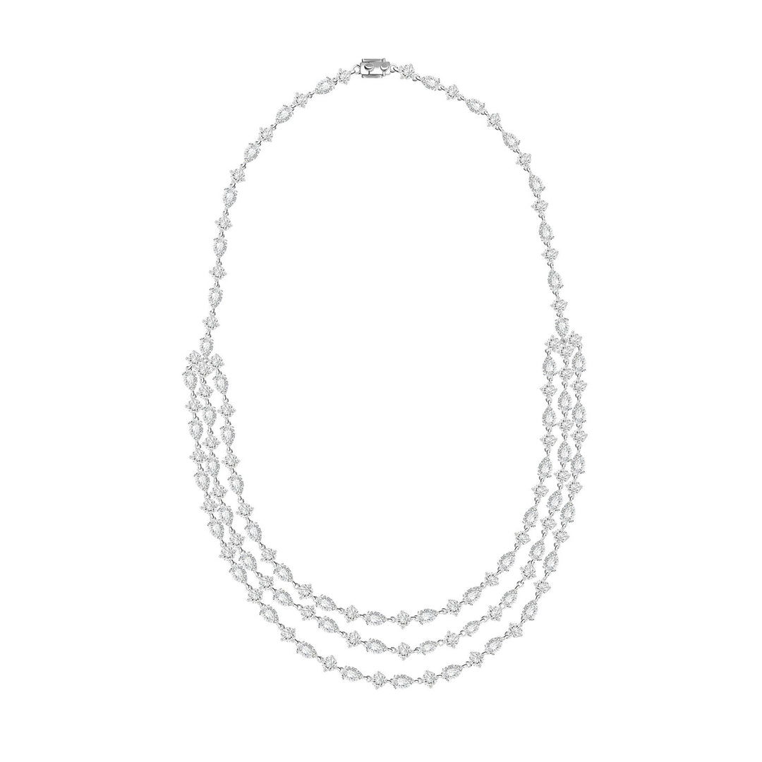 221N0305-01_Silver_CZ_three_row_elegant_necklace