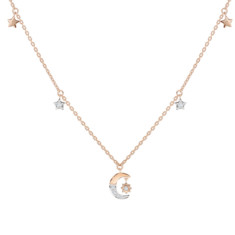 221N0329-01_Memento_Moon_&_star_Necklace_cubic_zirconia_Sterling_silver_and_Rose_gold_Plated