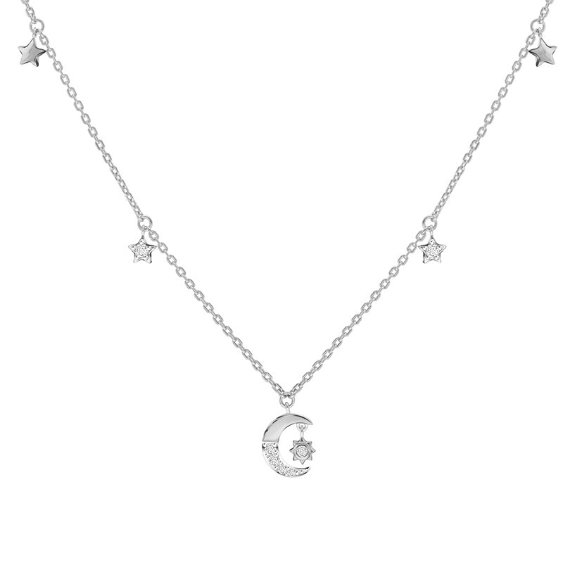 221N0332-01_Memento_Moon_&_star_Necklace_cubic_zirconia_Sterling_silver_and_Rhoduim_Plated