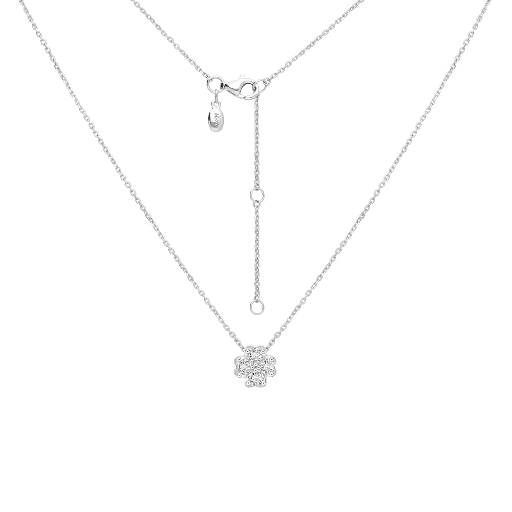 221N0345-01_Silver CZ four leaf heart clover pendant necklace