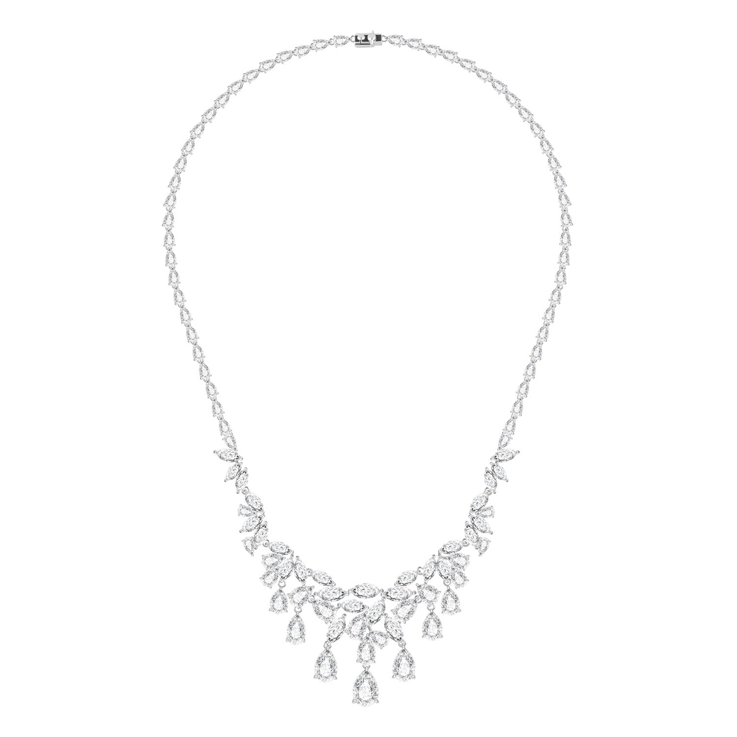 アクセサリー 18k zirconia necklace MDFUN Tennis Necklace 18K White Gold Plated | Graduated 3.0