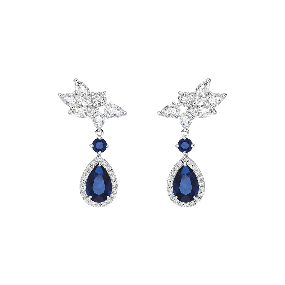 225E0174_02_Laureate_925_Sterling_silver_blue_&_white_cubic_zirconia_fancy_shape_cluster_drop_bridal_earrings