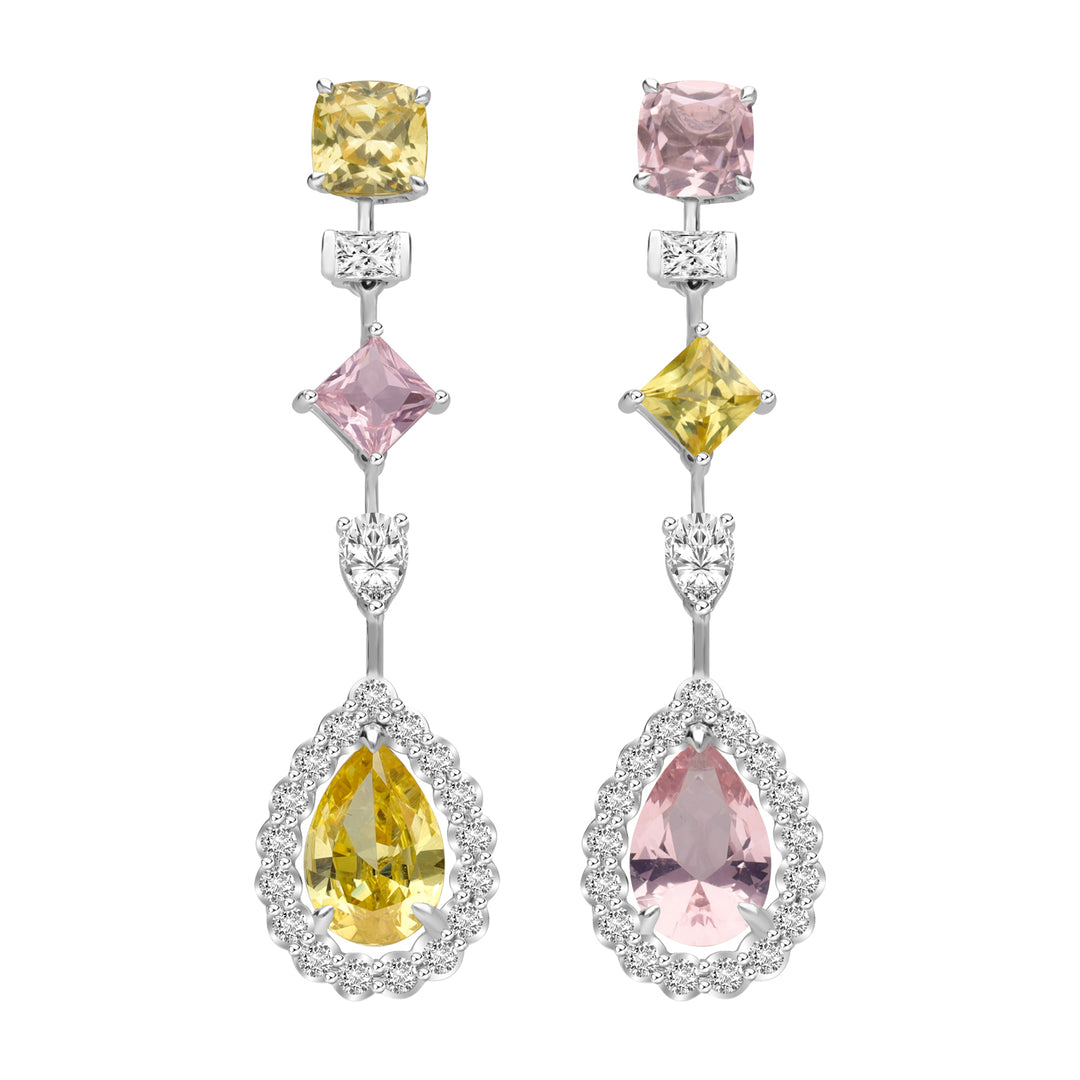 225E0250-01_Merii_Candy_Land__Cubic_Zirconia_Fancy_Shape_Long_Chandelier_PINK_TOURMALINE_FACET_PEAR_earrings_Sterling_silver_and_Rhodium_Plated