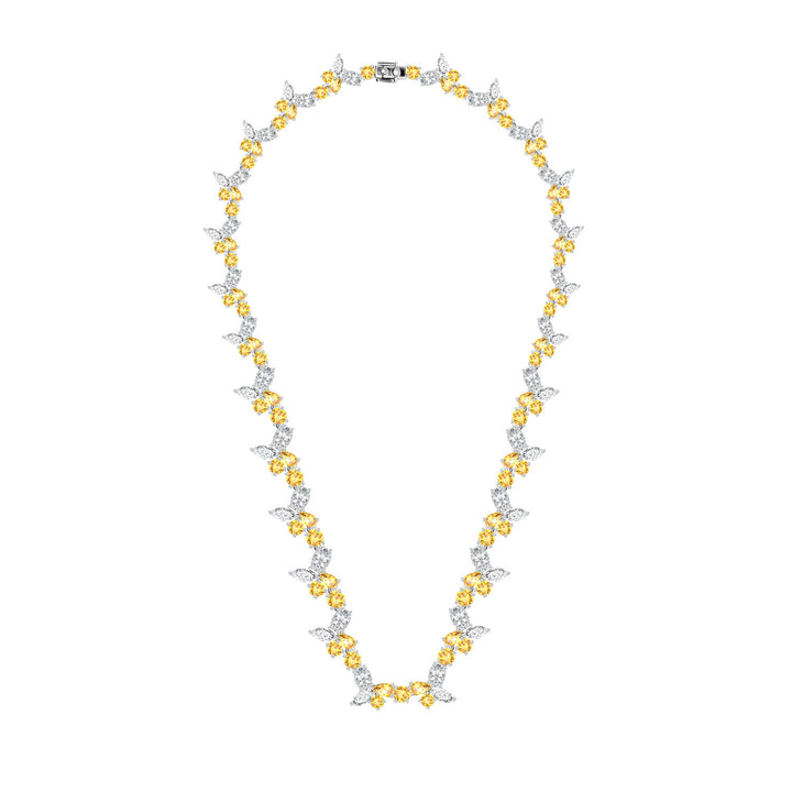 225N0153-01_Silver_Yellow_CZ_long_dangle_necklace