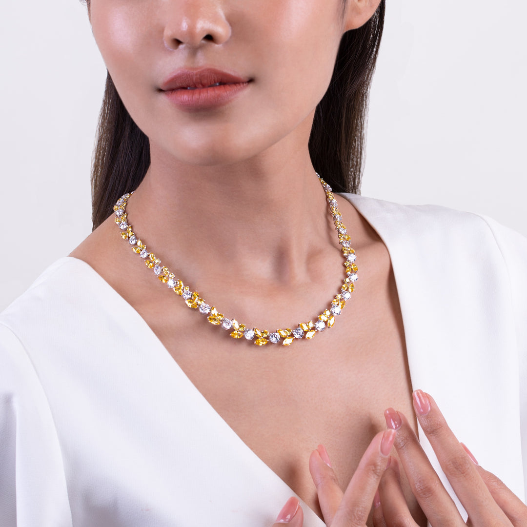 225N0156-01_Silver_Yellow_CZ_long_dangle_necklace