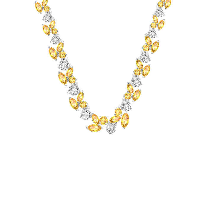 225N0157-01_Silver_Yellow_CZ_long_dangle_necklace