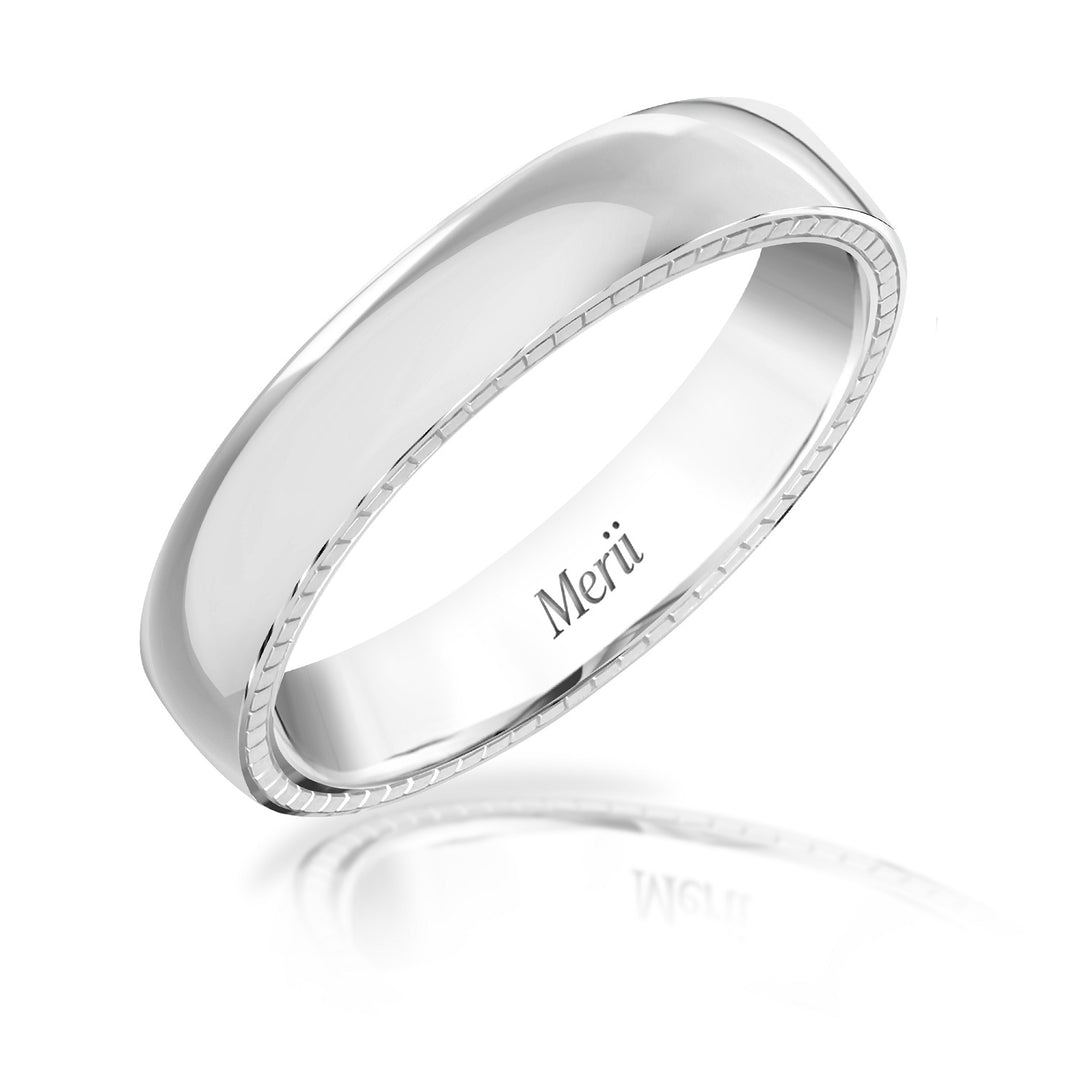 Couple Rings แหวนเงิน ดีไซน์แหวนเกลี้ยงกรีดลายบริเวณขอบแหวน