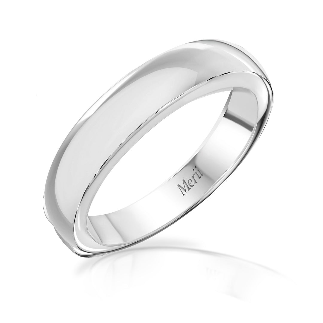 Couple Rings: Silver rhodium plated plain dome ring